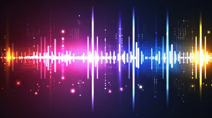 Digital sound wave graphic with vibrant colors and patterns