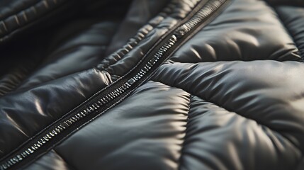 Close-up of Black Quilted Jacket Fabric
