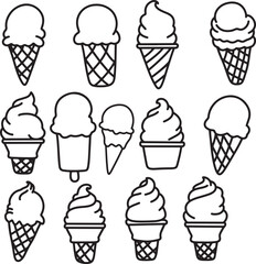 Hand-Drawn Outline of Ice Cream
