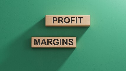 Profit Margins symbol. Concept word Profit Margins on wooden blocks. Business and Profit Margins...