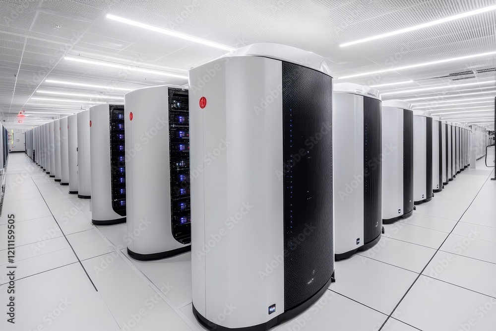 Poster Rows of modern servers in a clean data center.