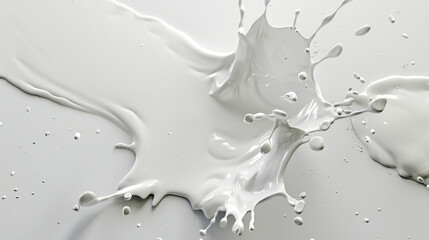 White paint splash on light background, creating dynamic movement and texture. fluidity and energy of paint evoke creativity and artistic expression