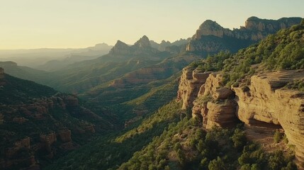 Breathtaking sunset view of sedona's red rocks nature's tranquil landscape