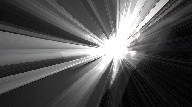 Abstract grayscale light rays converging at a central point
