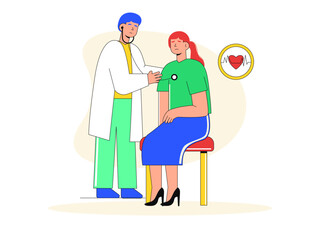 Doctor checking  patient. Healthy problems illustrations. Flat vector illustrations