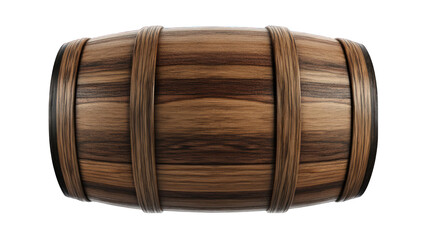 Wooden barrel with metal bands isolated on white background