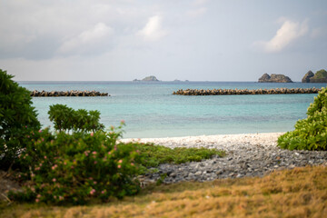 Fototapeta premium Empty seaside in spring at Aka Island, Zamami Village, Okinawa Prefecture, Japan
