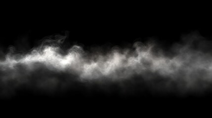 White Smoke Clouds Against Black Background