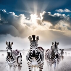 Fototapeta premium Artistic Zebra Wildlife Collection: Surreal and Natural Scenes