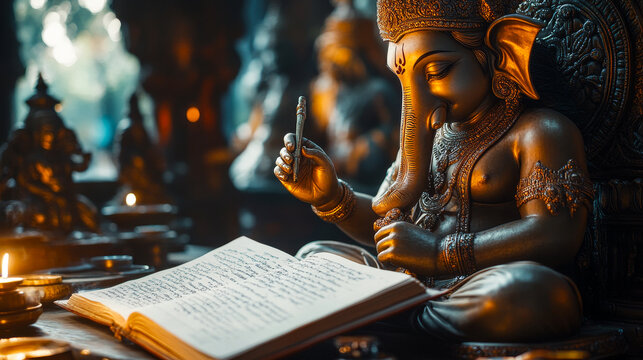 Mythological Representation of Ganesha and Vyasa,