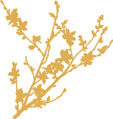 Floral Branch and Leaf Flower Gold Vector