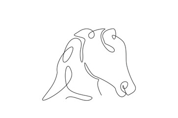 Head horse in continuous one line drawing. Abstract stallion head in single line art illustration. Editable vector.