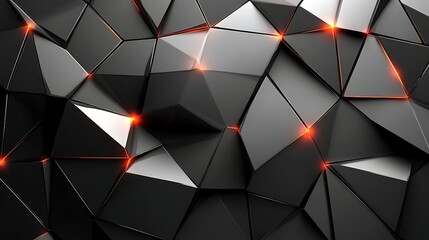 Abstract Black Triangular Geometric Pattern with Orange Glows