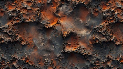 a heavily rusted metal surface with intricate patterns of orange, brown, and gray corrosion.