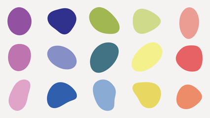 Colorful abstract shapes in various hues: pink, blue, green, yellow, and red. Abstract design with colorful shapes and vibrant hues. Modern and artistic. Colorful shapes, vector element set.