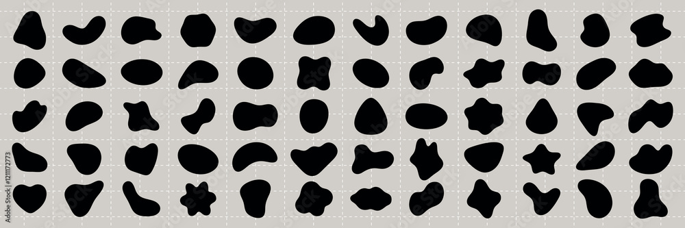 Wall mural abstract black shapes on a gray background. various abstract forms, abstract patterns, and abstract 