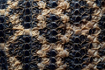 snake skin with intricate diamond-shaped patterns in a mix of beige, black, and brown tones.