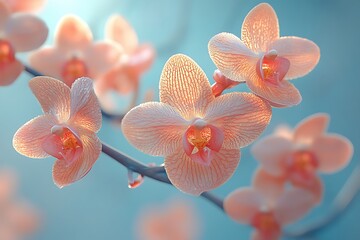 Delicate Peach Orchids Blooming in Soft Light
