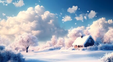 winter landscape with snow