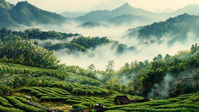 Misty Mountain Tea Plantation Panorama