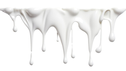 milk dripping isolated on transparent white background, clipping path
