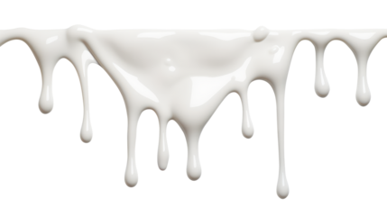 milk dripping isolated on transparent white background, clipping path