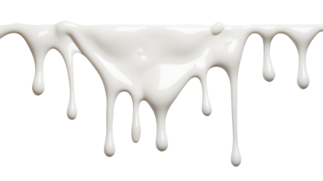 milk dripping isolated on transparent white background, clipping path