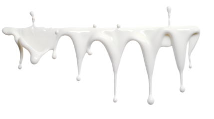 milk dripping isolated on transparent white background, clipping path