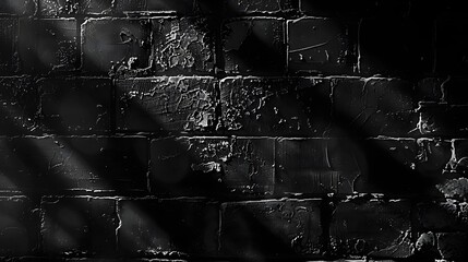 A highly detailed and realistic close-up of a black brick wall, featuring rough textures, natural imperfections