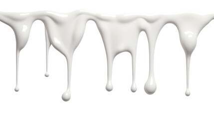 milk dripping isolated on transparent white background, clipping path