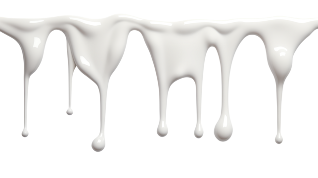 milk dripping isolated on transparent white background, clipping path
