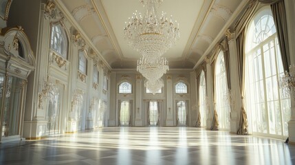 Obraz premium Grand Ballroom: Sunlight Illuminates Opulent Interior