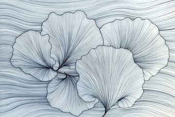 Fototapeta premium Abstract Ginkgo Biloba Leaves Artwork Line Drawing