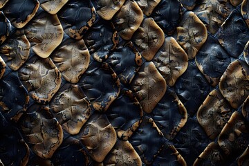 snake skin with intricate diamond-shaped patterns in a mix of beige, black, and brown tones.