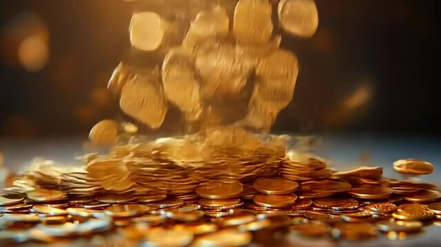 Falling Gold Coins Wealth Success Fortune Money