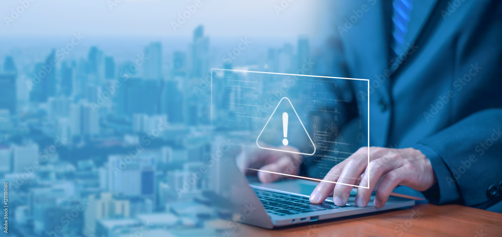 Canvas Prints caution of spam in website digital technology, error 404 alerts on a laptop. concept of warning symb