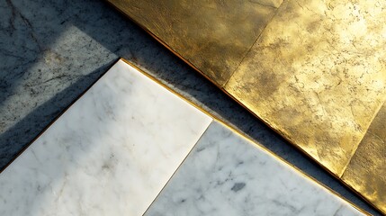 Gold leaf and marble surface textures intersect elegantly