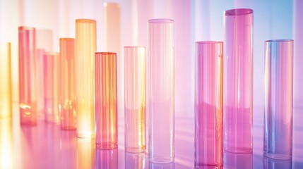 Fototapeta premium Colorful glass cylinders, abstract background.