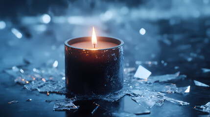 Beauty of Light and Shadow with Candle and Ice