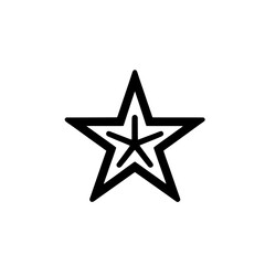 Simple Star Icon: A minimalist, bold, and elegant icon featuring a single five-pointed star, perfect for rating systems, website design, branding elements, and user interface. 