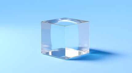 Transparent Cube Art on Blue Background