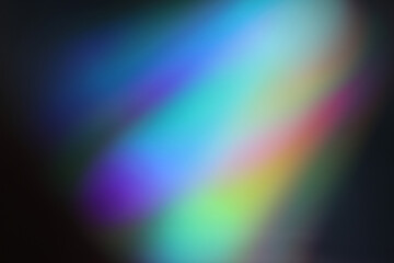 Naklejka premium Light waves interference effect, color diffraction grating abstract background. Iridescent blurred holographic surface.