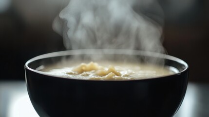 Hot Steamy Bowl of Creamy Soup with Warmth and Comforting Aroma