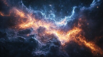 Fototapeta premium Space scene with stars, planets, and a glowing nebula, vast and awe-inspiring 