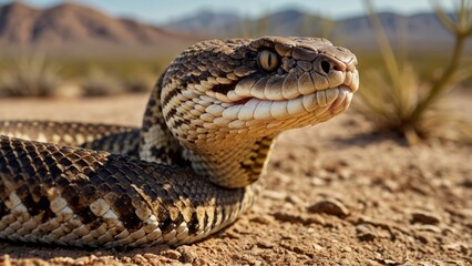 Obraz premium Close-up Realistic Snake with Textured Scales in Natural Habitat