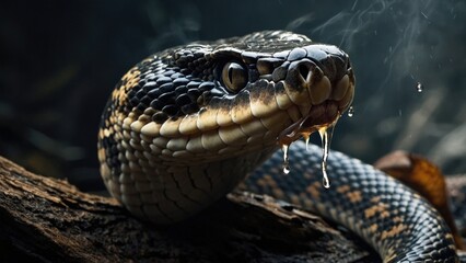 Fototapeta premium Close-up Realistic Snake with Textured Scales in Natural Habitat