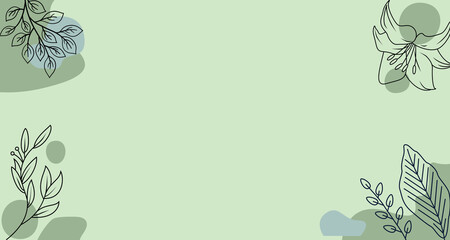 Fototapeta premium aesthetic sage green floral hand drawn background. flat abstract and simple aesthetic background.