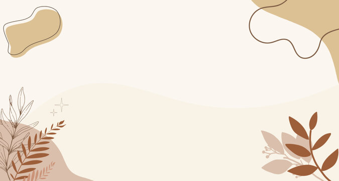 aesthetic beige floral hand drawn background. flat abstract and simple aesthetic background.
