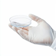Hand Holding Petri Dish with Clear Gel Substance in Laboratory Setting