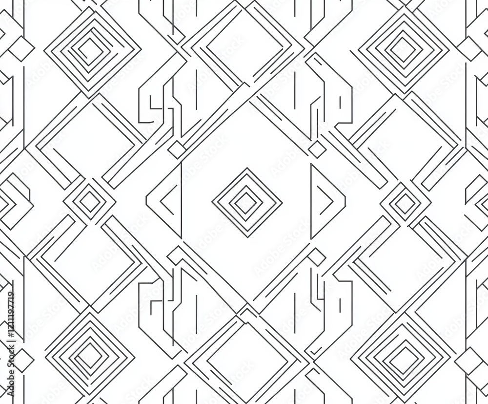 Leinwandbilder Abstract geometric seamless pattern with lines and shapes.